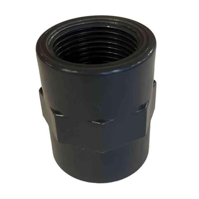Gavatec overgang i grå PVC med 32mm lim og 1" indvendigt gevind, PN 16 bar, vist på hvid baggrund.