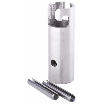 Lauridsen montagedapter til Smart rottespærre, vist med to monteringsstifter på en hvid baggrund.