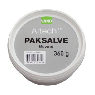 Altech paksalve til gevind i grå pasta, 360g beholder med label der viser produktnavn og stregkode.