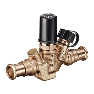 Kemper Multi-Therm termostatisk cirkulationsventil i rødgods med muffe/muffe tilslutning og 18 mm diameter.