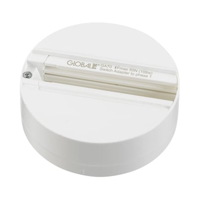 Global GA70-3 loftroset i hvid (RAL 9010) til 3-faset strømskinne, set ovenfra.