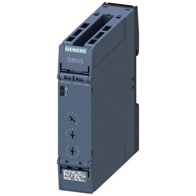 Siemens SIRIUS 3RP25 tidsrelæ med 2CO kontakter og 13 funktioner, 240V, fremhæver push-in terminaler og tidsindstillingsknapper.