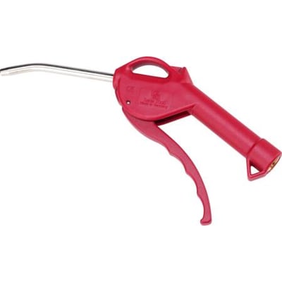 Rød Rectus blæsepistol med 8 mm bøjet metalrør og ergonomisk håndtag på hvid baggrund.
