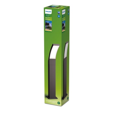 Philips Lighting Splay pullert i antracit med 12W LED og 2700K lysfarve på grøn emballage.