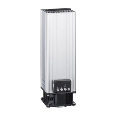Schneider Electric Climasys varmeelement på 200W og 230V, fremstillet af sølvfarvet aluminium med en sort bund.