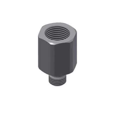 Digital gengivelse af Danfoss adapter med G1/2 hun og G1/4 han gevind, isoleret på hvid baggrund.