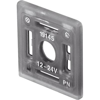 Festo belyst tätning MC-LD-12-24DC, transparent grå, med nummer 19145 og angivelse af 12-24V driftsspænding.