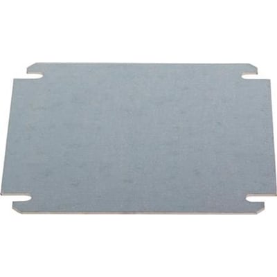 Fibox montageplade EKJVT i aluzink, 238 x 148 mm, vist med et let reflekterende udseende.