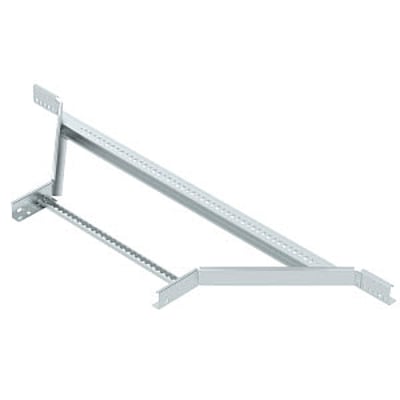 OBO Bettermann T-stykke Add-on, set fra siden, viser den galvaniserede stålkonstruktion og dimensionerne 60x600 mm.