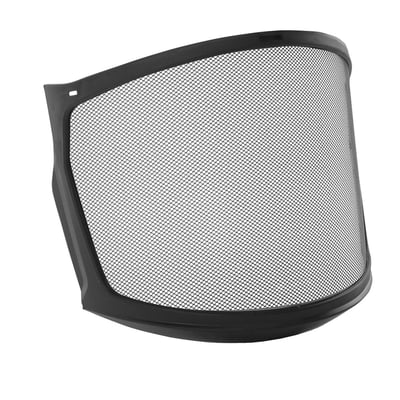 Kask Zen-visir i metal mesh med sort kant og buet netflade, vist skråt forfra.