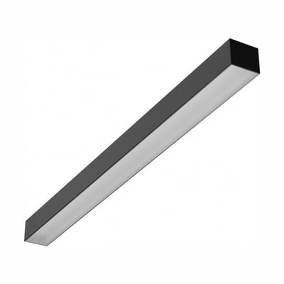 Sort SpectrumLED kontorlampe på 60 cm med langstrakt lysflade og enkel, firkantet form.