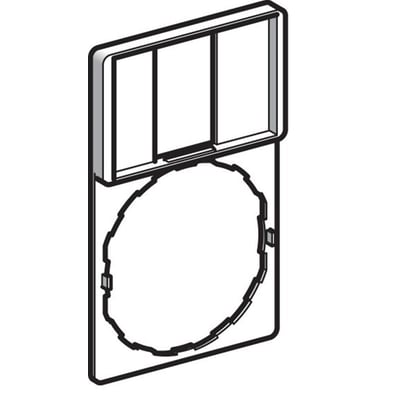 Isolert visning af Schneider Electric ZBZ33 skilteholderen i sort plast, fremhæver dens 30 x 50mm dimensioner og design for 22mm styreenheder.