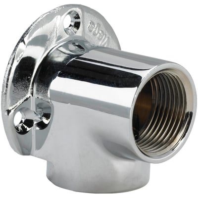 Forkromet 1/2-tommers vægfitting i messing fra Viega med rund vægplade og synligt indvendigt gevind.