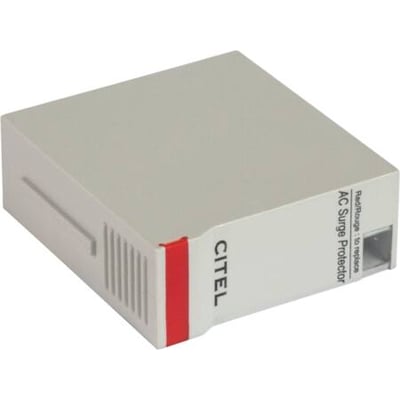 CITEL udskiftningsmodul DSM40-230 til DS40-serien med 230V spænding, viser et hvidt modul med rød detalje og tekst.