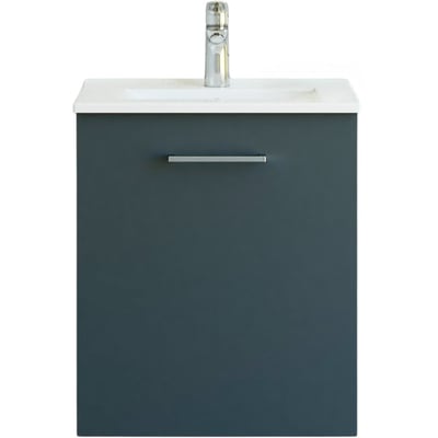 Dansani Mido møbelpakke med venstrehængt låge, 51 cm bred, i grå mat finish med integreret vask og krom greb.