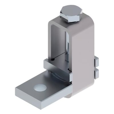 Katko AL/CU klemme KLH2X240, designet til 2x95-240mm² aluminium- og kobberledere, vist med en blank metalfinish.