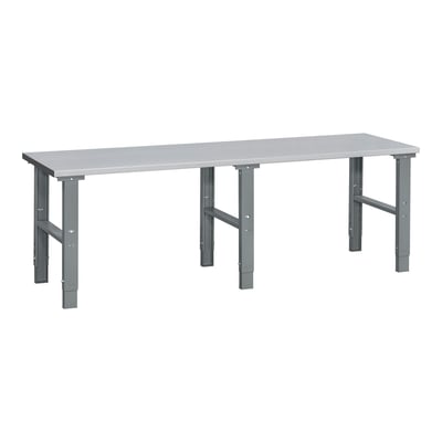 WFI filebænk HD 500 med stålbordplade på 2500x800 mm og justerbare stålbukke i grå.