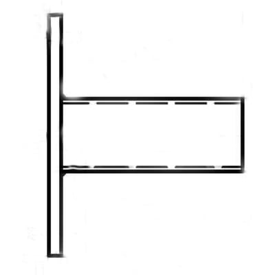 Enkel illustration af en hvid vægarm med et horisontalt udlæg på 0,15 meter, designet til vægmontering.