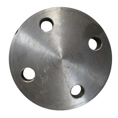 Indura blindflange PN16, DN65, viser fem forborede bolthuller og en centreret hub, fremstillet i metal.