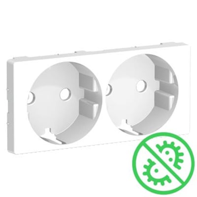 Lauritz Knudsen Fuga 2-moduls afdækning i hvid antibakteriel, til stikkontakt med sidejord.