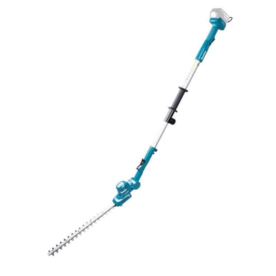 Makita 18V LXT stanghækkeklipper med teleskopskaft og ergonomisk greb, klar til brug.