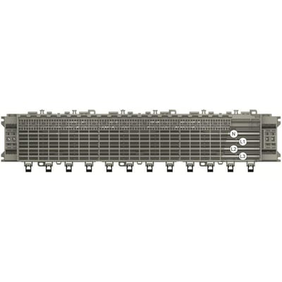 ABB Smissline ZLSP950E60-3LN distributionsskinne med mærkningerne N, L1, L2 og L3 for 3-faset system.