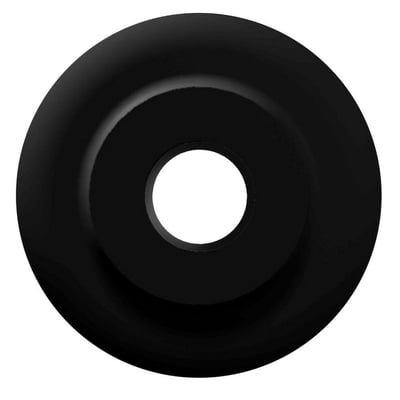 Sort Ironside-skærehjul til rørskærer, 19 x 5,0 mm, vist lige forfra med rundt hjul og centralt hul.