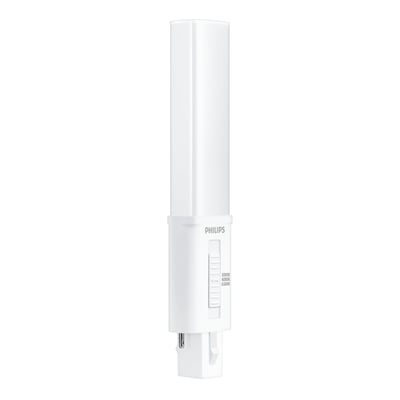 Philips CorePro All-in LED PL-S rør med G23-sokkel og skyder til valg mellem tre farvetemperaturer.