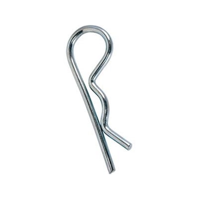 Enkel hårnålesplit i rustfri A2 stål med en diameter på 6 mm og en totallængde på 108 mm, vist på hvid baggrund.