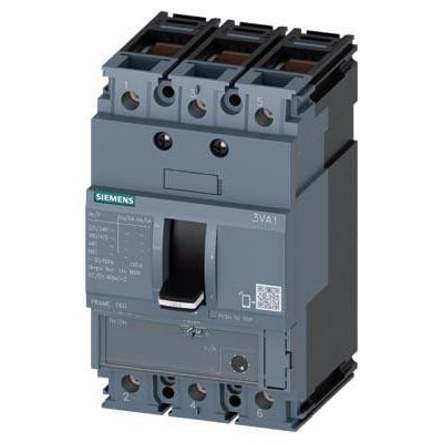 Siemens 3VA1 IEC maksimalafbryder frame 160, 3-polet, med TMI20M starterbeskyttelse og 100A nominel strøm.