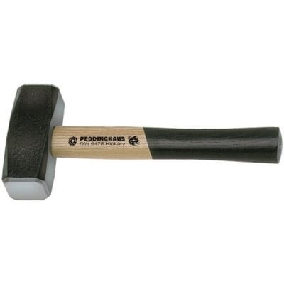 Peddinghaus mukkert på 1000 gram set fra siden. Skaftet er af asketræ med sort greb og viser prægningen DIN 5475 Hickory.