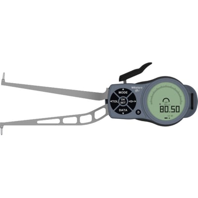 Digital skydelære fra Mitutoyo til indvendige målinger, 50-80mm, med display der viser 80.50mm og IP67-klassificering.