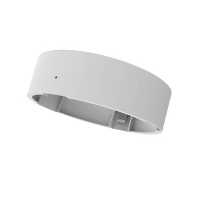 LEDVANCE Slim Alu downlightramme i hvid, 150 mm, set skråt fra undersiden med åbning og monteringsdetaljer.