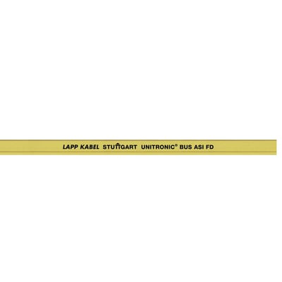 Lapp Unitronic BUS ASI FD (TPE) A kabel med 2x1,5mm² ledere i gul farve med teksttryk af mærke og modelnavn.