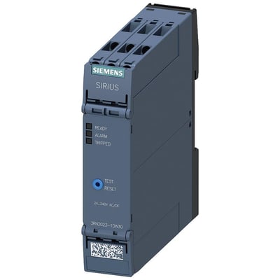 Siemens SIRIUS 3RN2 termistorrelæ med 1 NO + 1 CO kontakt til 24-240V AC/DC, ATEX-godkendt, med skrueterminaler og statusindikatorer.