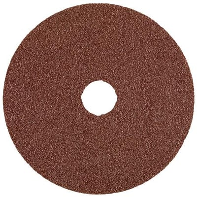 Tyrolit vulkaniseret fiberrondel, 180 mm og kornstørrelse K120, set forfra med centralt hul.