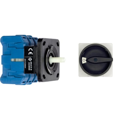 Kraus & Naimer KG100.T106 afbryderkontakt med 6 poler, 100A, sort/grå, frontmonteret med 4 huller og aflåseligt greb.