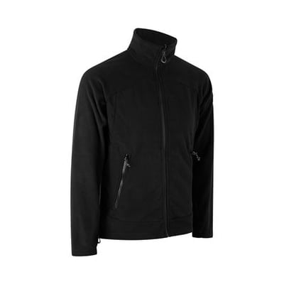 ID Identity Fleece ZIP-N-MIX cardigan i sort, størrelse L, med lynlås og sidelommer, vist på hvid baggrund.