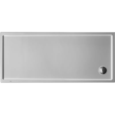 Duravit Starck rektangulært brusekar måler 170 x 90 cm med diskret afløbshul i højre hjørne.