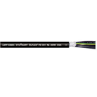 Lapp Kabel Olflex FD 891 4G2,5 kabel med mærket tekst og afskærmede ledere i enden.
