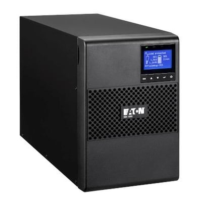 Sort Eaton 9SX1000I online-UPS i towerformat med display og ventilationsgitter, 1000 VA og 900 W.