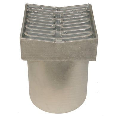 Galvaniseret rendestensrist i smedejern med Ø315mm opføring og buet design til belægningssten, belastning op til 40 ton.