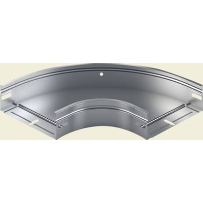 Legrand Hjørnestykke P31, varmgalvaniseret, 60x75X mm, til gitterbakker. Ses på neutral baggrund, viser buet form og monteringsdetaljer.