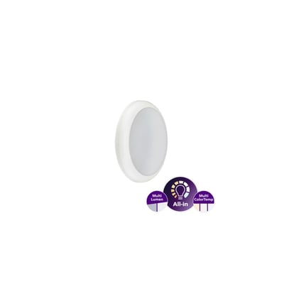 Philips Lighting Ledinaire WL070V gen 2 All-In er et hvidt, rundt væg- og loftarmatur med opal lysflade.