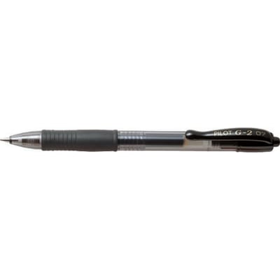 Pilot G-2 gelpen i sort med et 0,5 mm blæk-system og komfortabelt gummigreb.