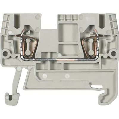 Wieland gennemgangsklemme WKFN 2,5/35 i grå plast med fjeder tilslutning og TS35-fod, 2,5mm².