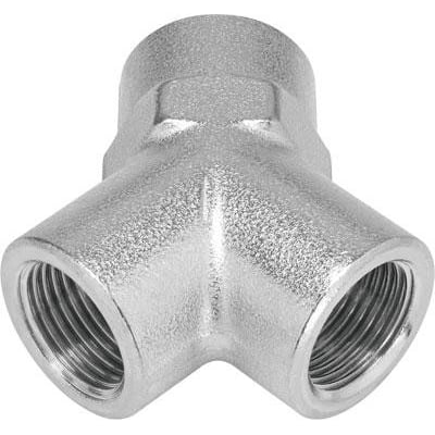 Festo Y-forskruning NPFC-Y-3G14-F, en Y-formet kobling med tre gevindede tilslutninger, lavet af forniklet messing til trykluftsystemer.