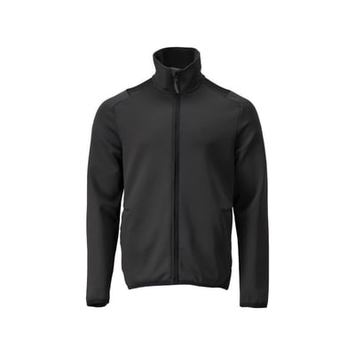 Mascot fleecetrøje 22585-608 i sort, str. XL, med høj krave og lynlås, vist forfra på hvid baggrund med fokus på design.