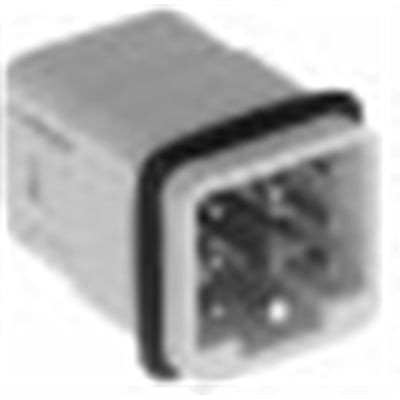 Nærbillede af Harting HAN D stikindsats, viser de indvendige 7 poler med crimptilslutning.