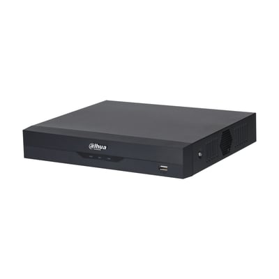Dahua 16-kanals XVR5116HS-I3 WizSense digital videooptager med Penta-brid teknologi og H.265+ kompression, vist fra en vinkel på hvid baggrund.
